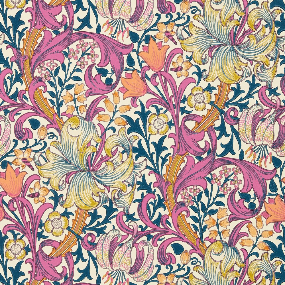 Golden Lily Wallpaper 510006 by Morris & Co in Pink Fizz